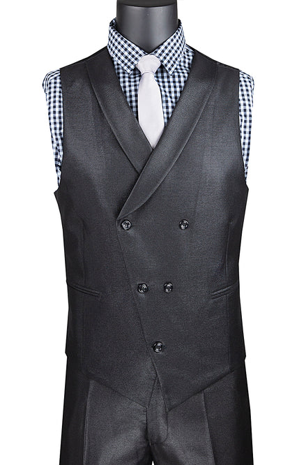 Modern Fit 3 Pcs Shiney Black Suit