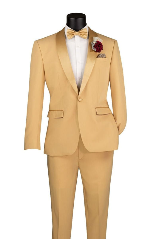 Slim Fit 2 Pcs Tuxedo Suit Gold