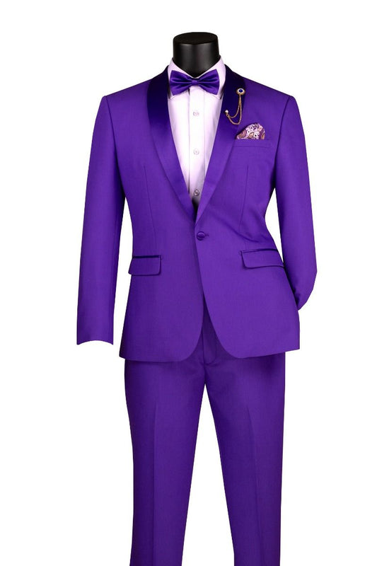 Slim Fit 2 pcs Tuxedo Suit Royal Purple