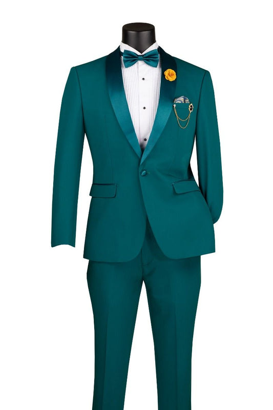 Slim Fit 2 Pcs Tuxedo Suit Teal